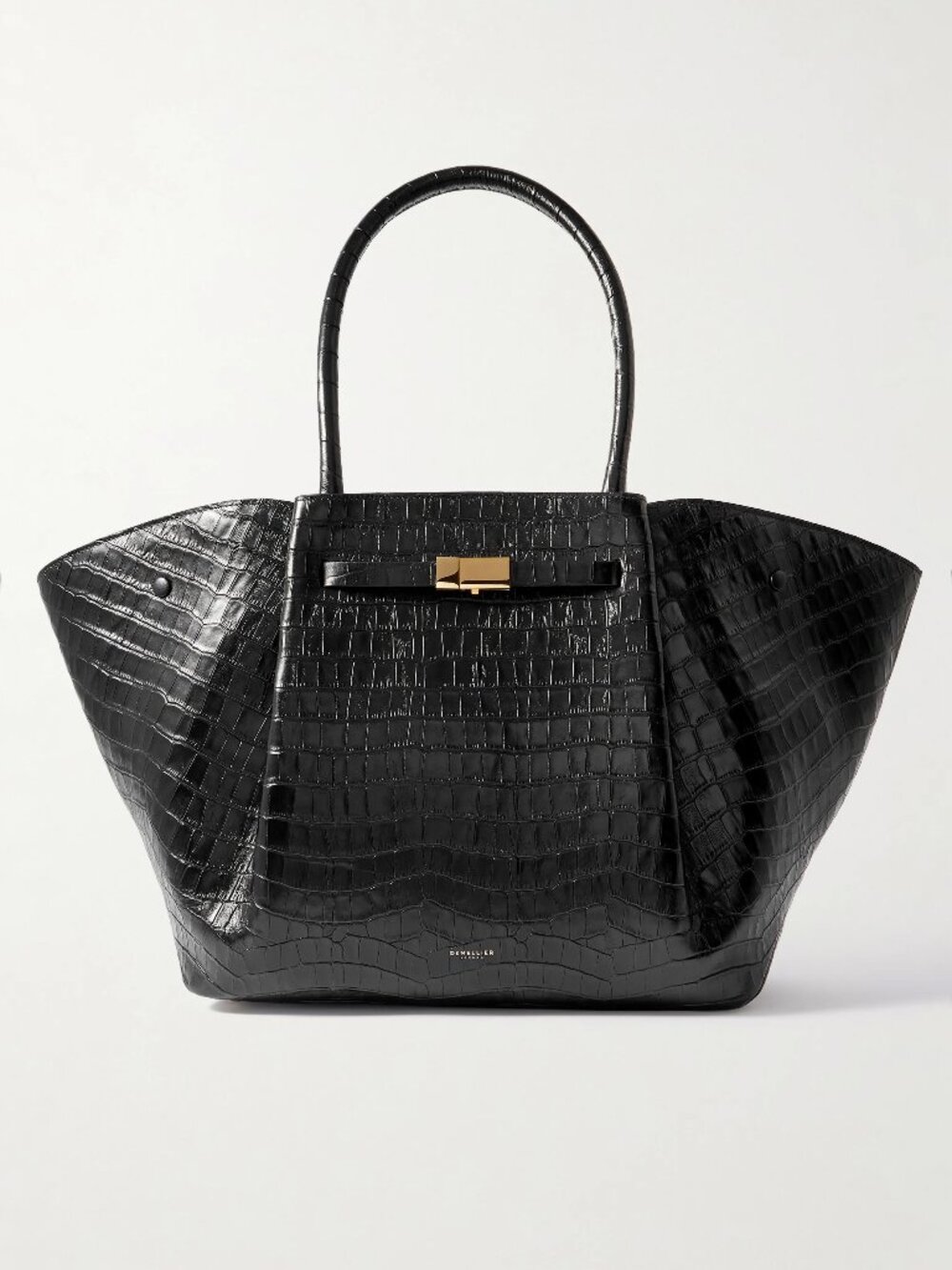 Demellier "New York" Tote in Black Croc